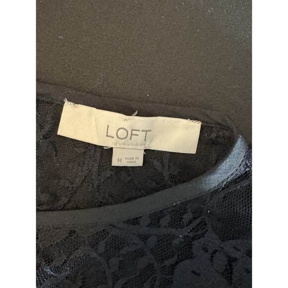 LOFT Lace Blouse Mock Neck Long Sleeve Top Black Size‎ M Whimsigoth Fairy - Picture 9 of 9
